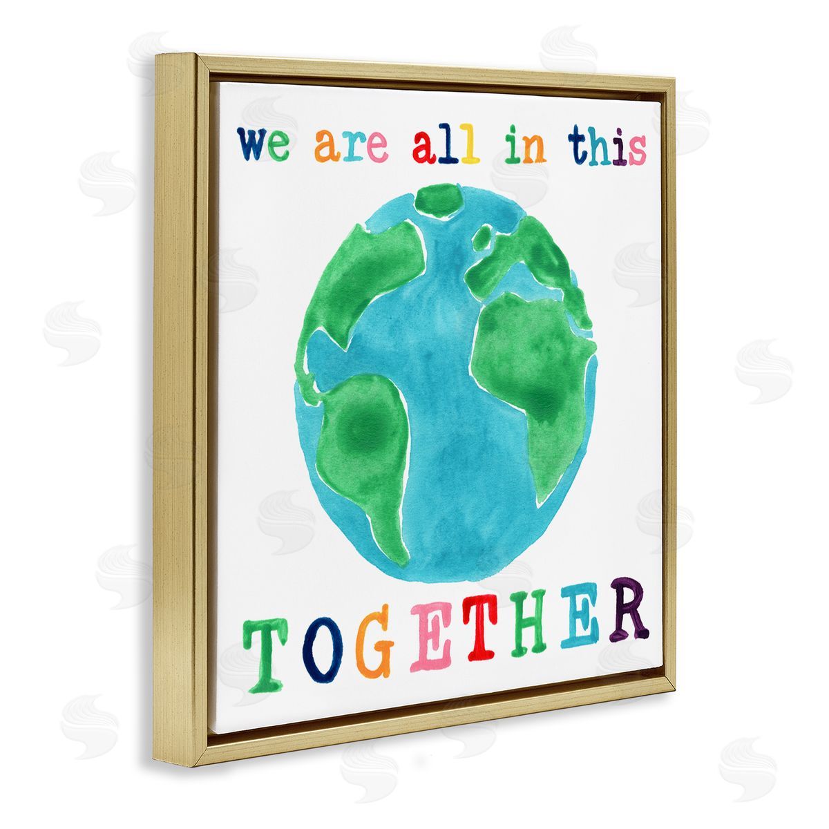 Colorful In This Together Gold Floating Frame Canvas Wall Art, Home Decor by June Erica Vess