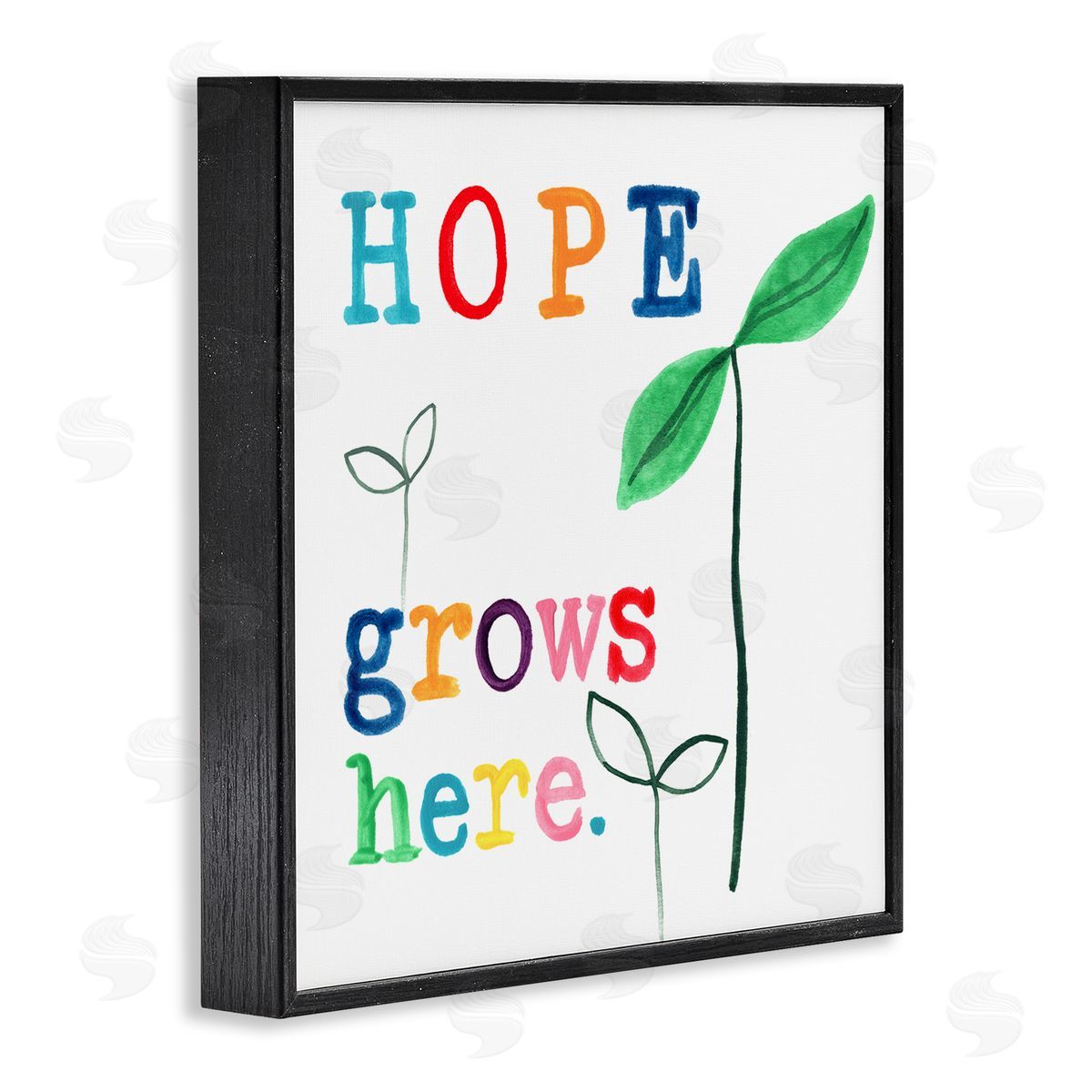 Hope Grows Here Colorful Black Frame Print Wall Art, Home Decor by June Erica Vess