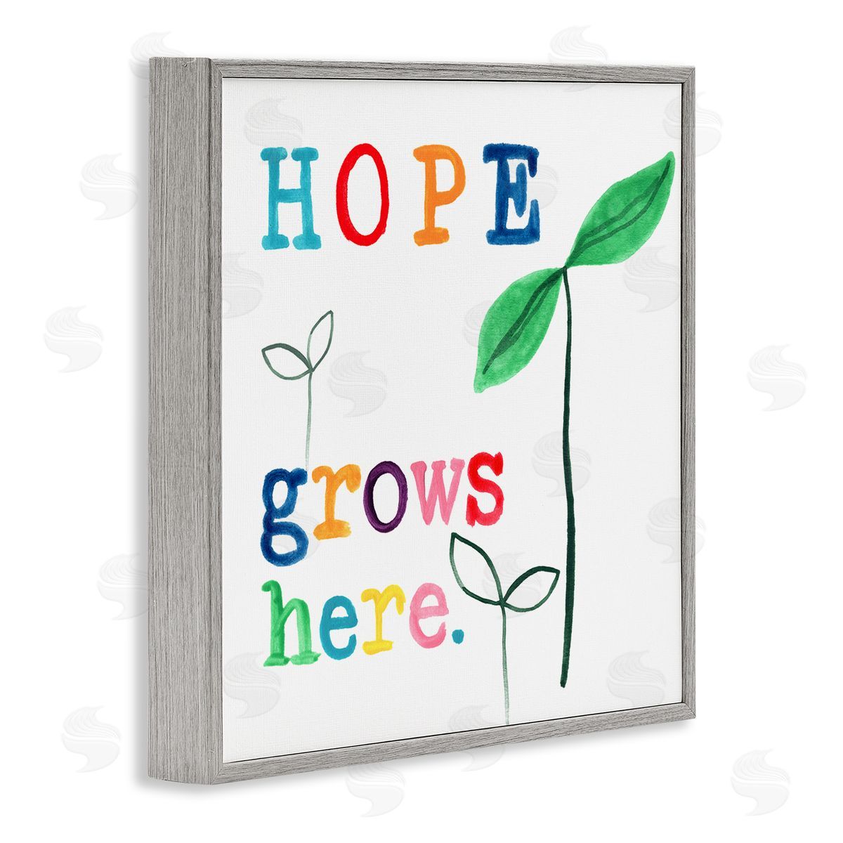 Hope Grows Here Colorful Grey Frame Print Wall Art, Home Decor by June Erica Vess