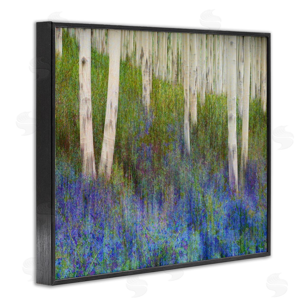 Lavender Field with Birch Trees Black Frame Print Wall Art, Home Decor by Chris Vest