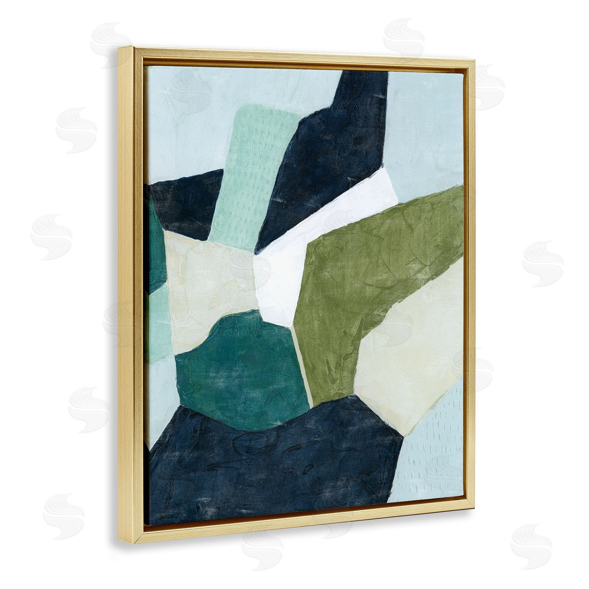 Dirty Martini Abstract Design Gold Floating Frame Canvas Wall Art, Home Decor by Grace Popp