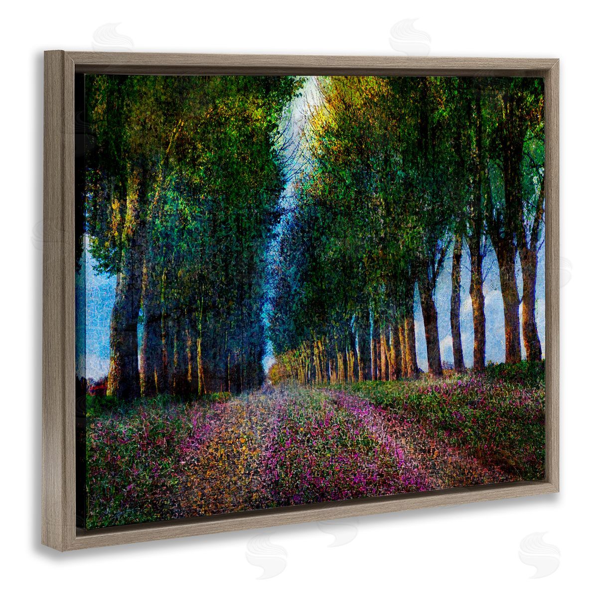 Row of Trees Provence Brown Floating Frame Canvas Wall Art, Home Decor by Chris Vest