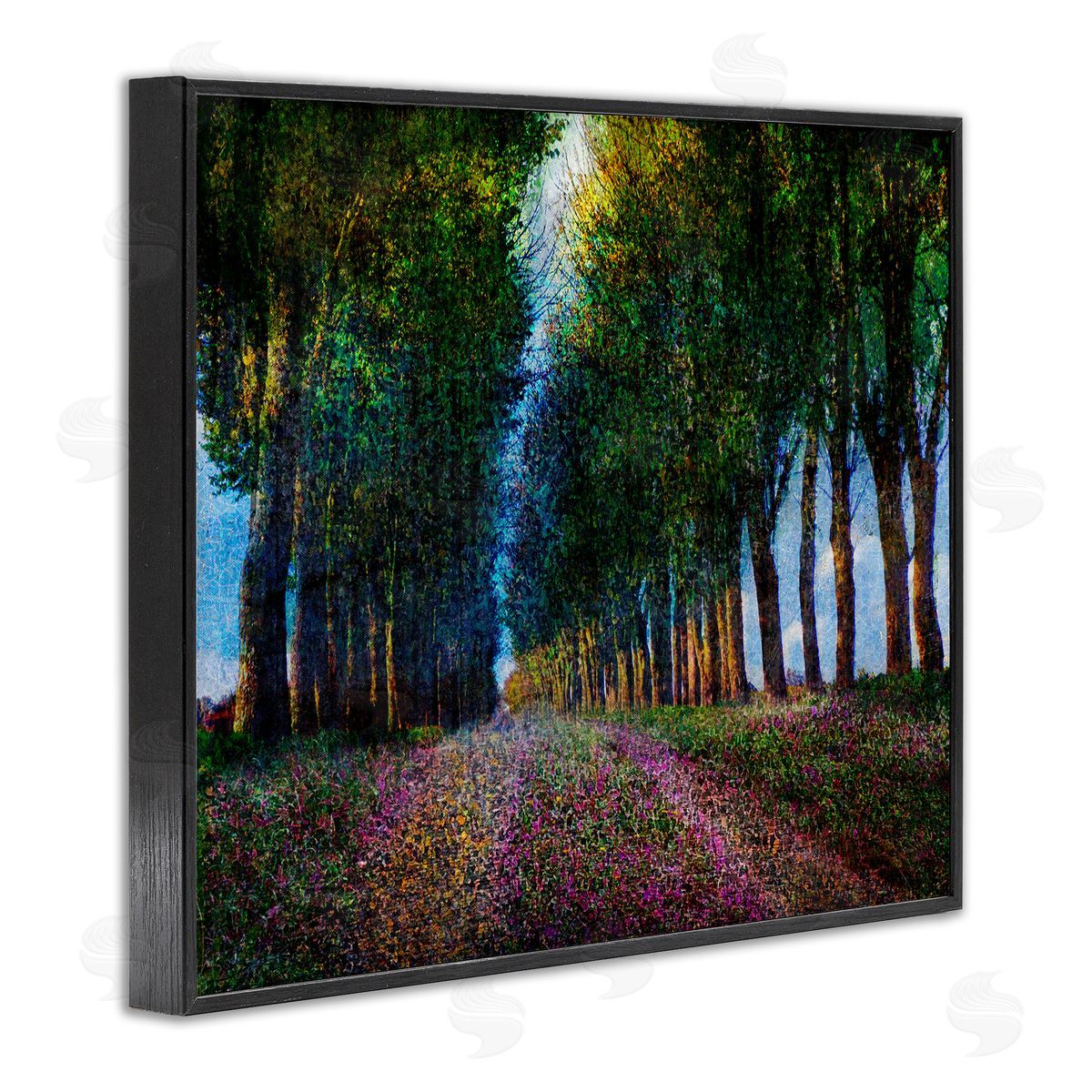 Row of Trees Provence Black Frame Print Wall Art, Home Decor by Chris Vest