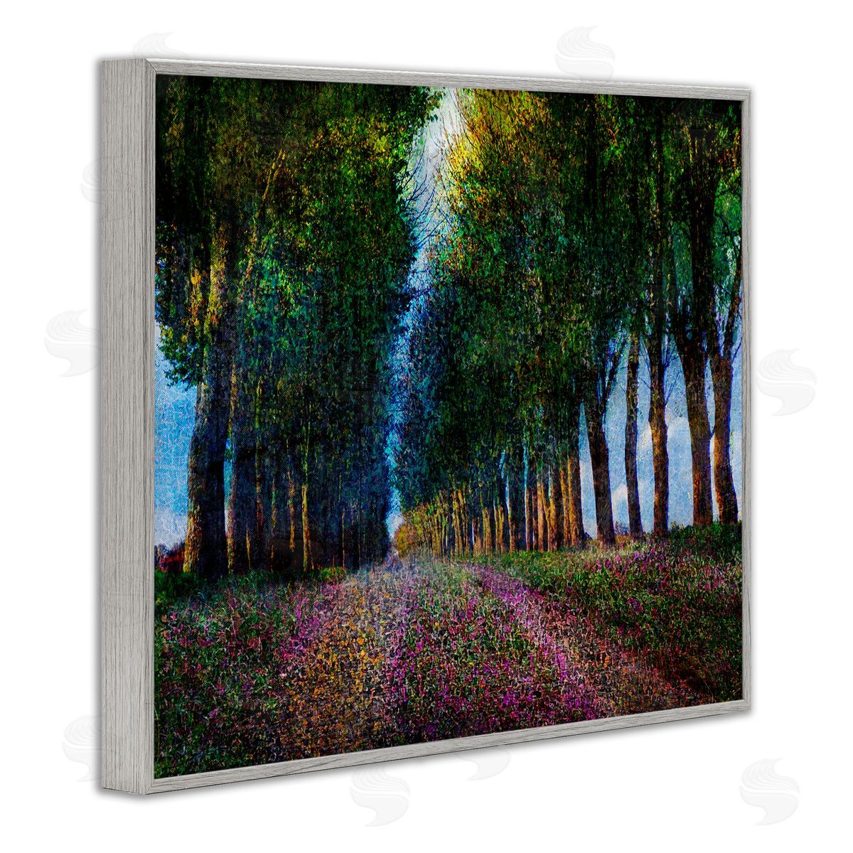 Row of Trees Provence Grey Frame Print Wall Art, Home Decor by Chris Vest