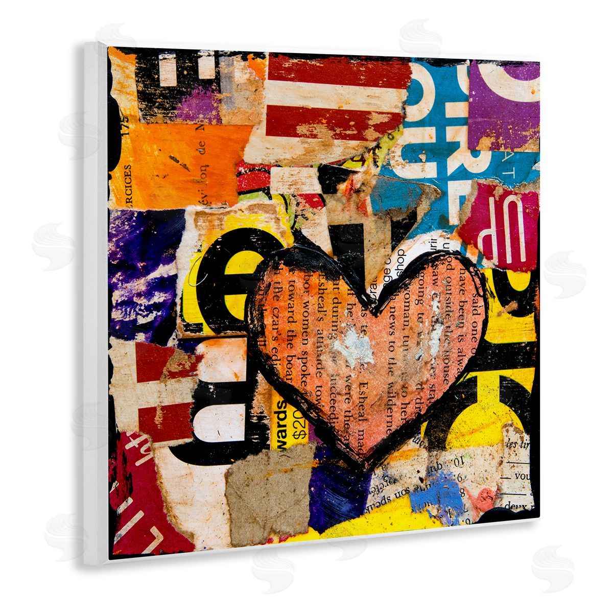 Erin Ashley Abstract Red Heart Text Collage Wall Plaque Art