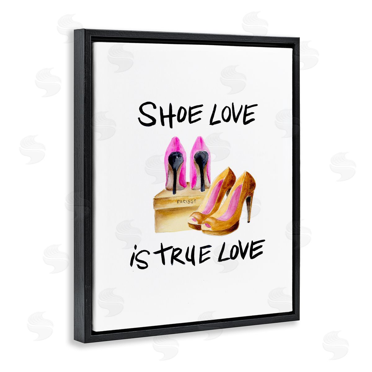 Regina Moore Shoe Love True Love Phrase Black Floater Frame Canvas Art