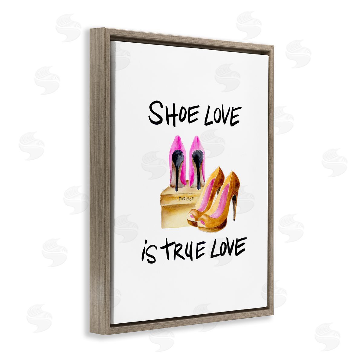 Regina Moore Shoe Love True Love Phrase Brown Floater Frame Canvas Art
