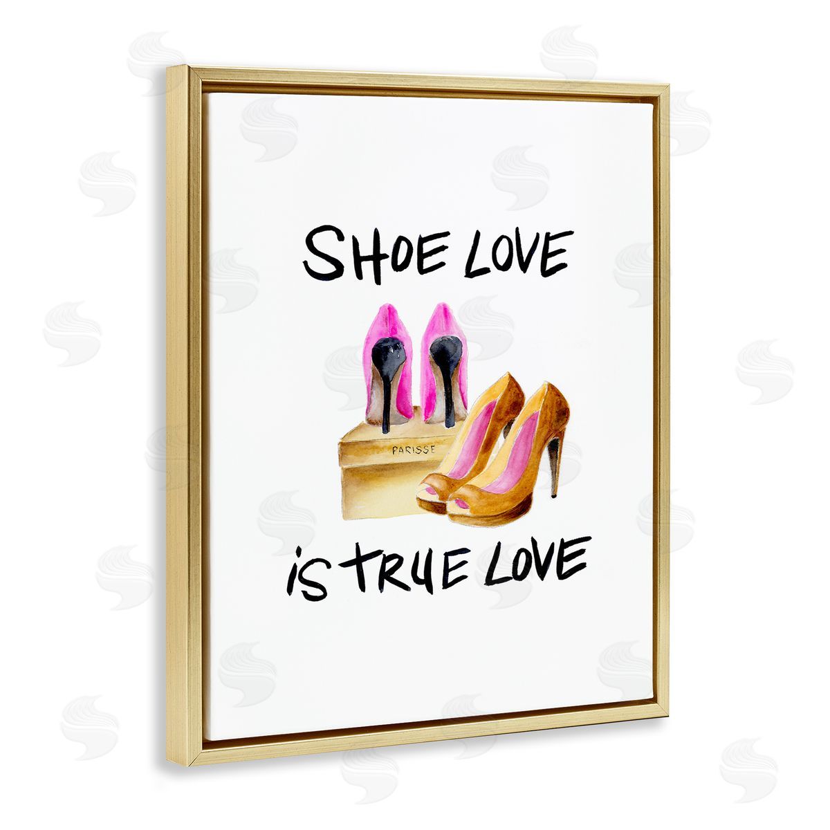 Regina Moore Shoe Love True Love Phrase Gold Floater Frame Canvas Art