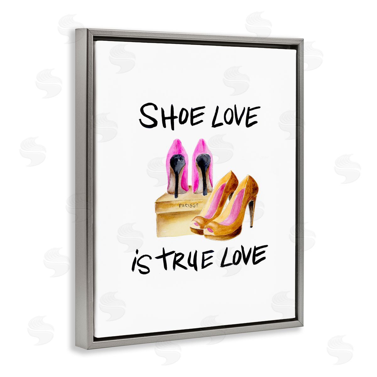 Regina Moore Shoe Love True Love Phrase Gray Floater Frame Canvas Art