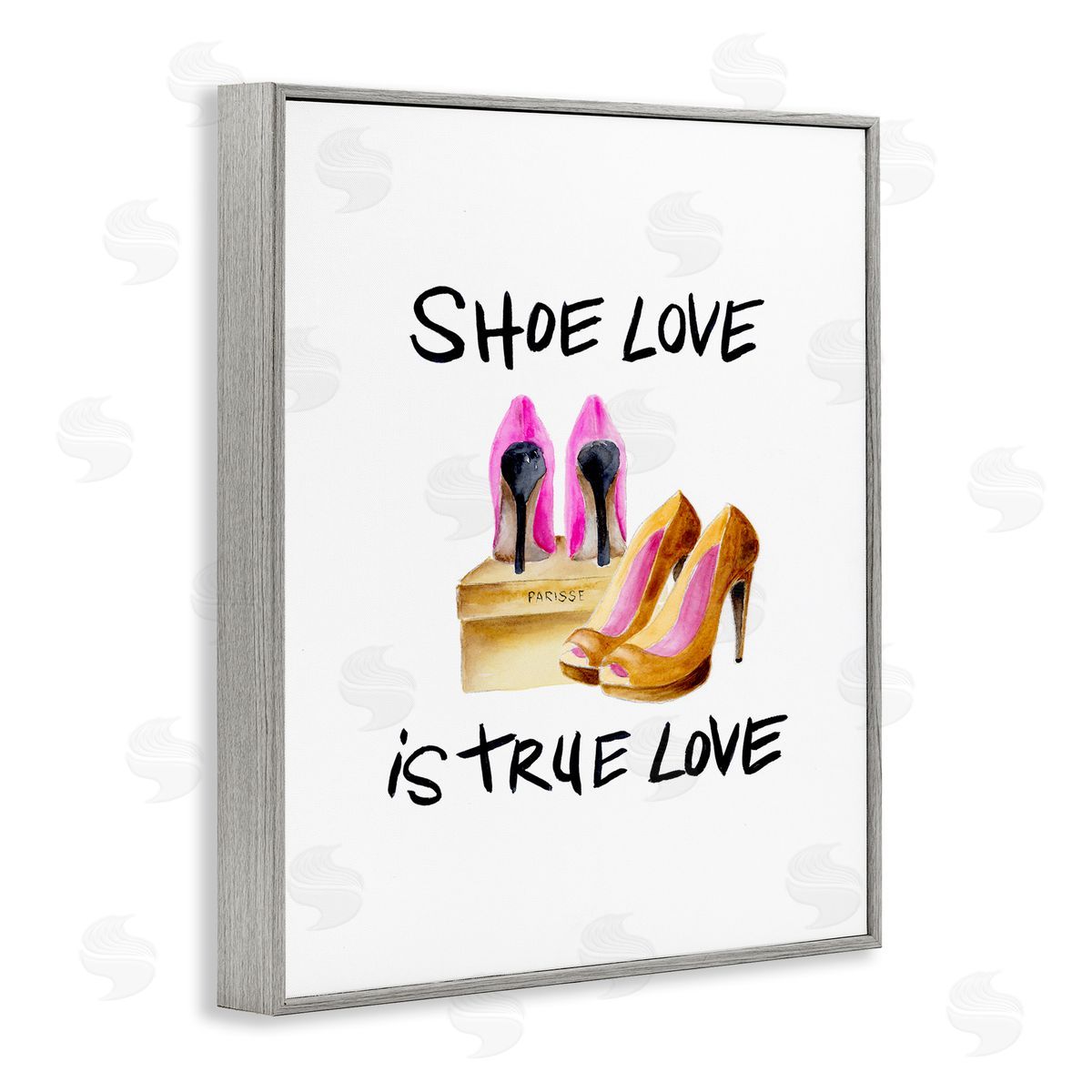 Regina Moore Shoe Love True Love Phrase Gray Framed Giclee Wall Art