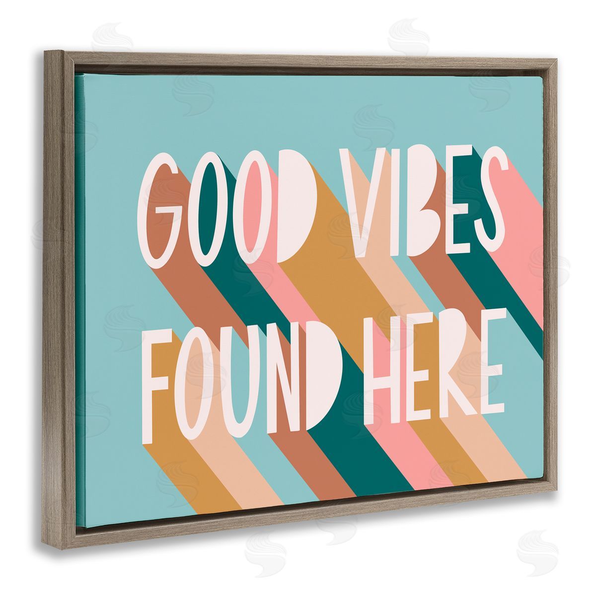 Amanda Houston Good Vibes Found Here Color Pop Brown Floater Frame Canvas Art