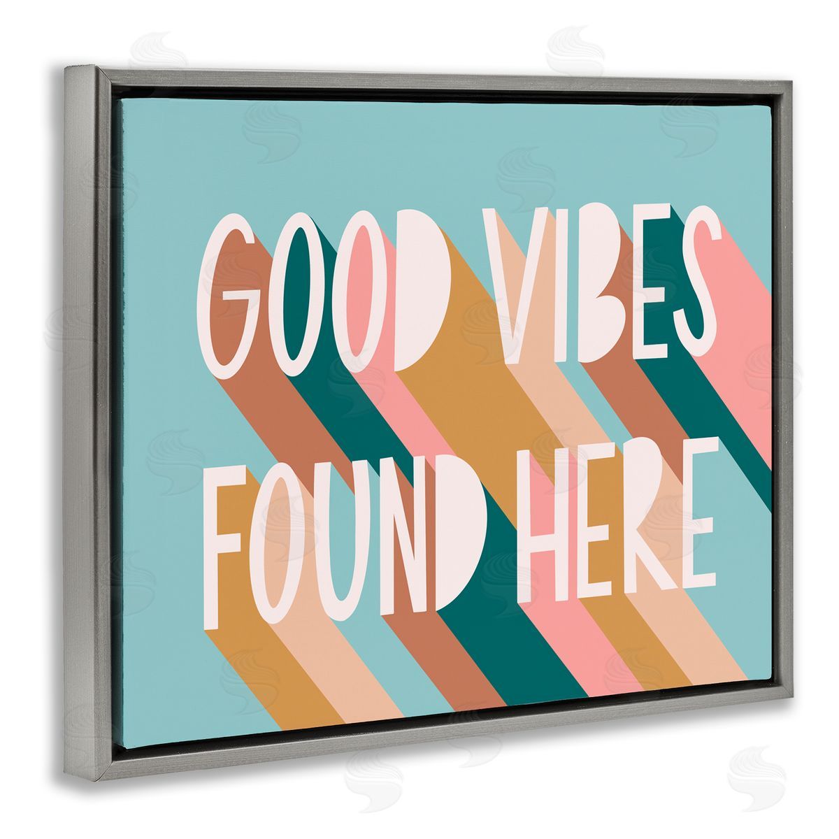 Amanda Houston Good Vibes Found Here Color Pop Gray Floater Frame Canvas Art
