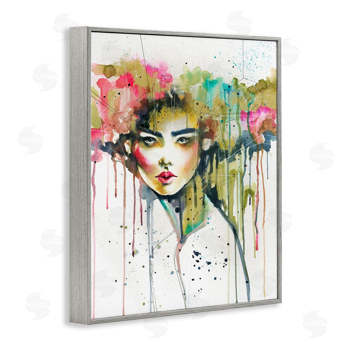 Elisaveta Stoilova Colorful Female Crown Portrait Gray Framed Giclee Wall Art