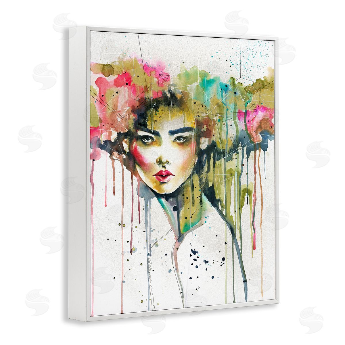 Elisaveta Stoilova Colorful Female Crown Portrait White Framed Giclee Wall Art