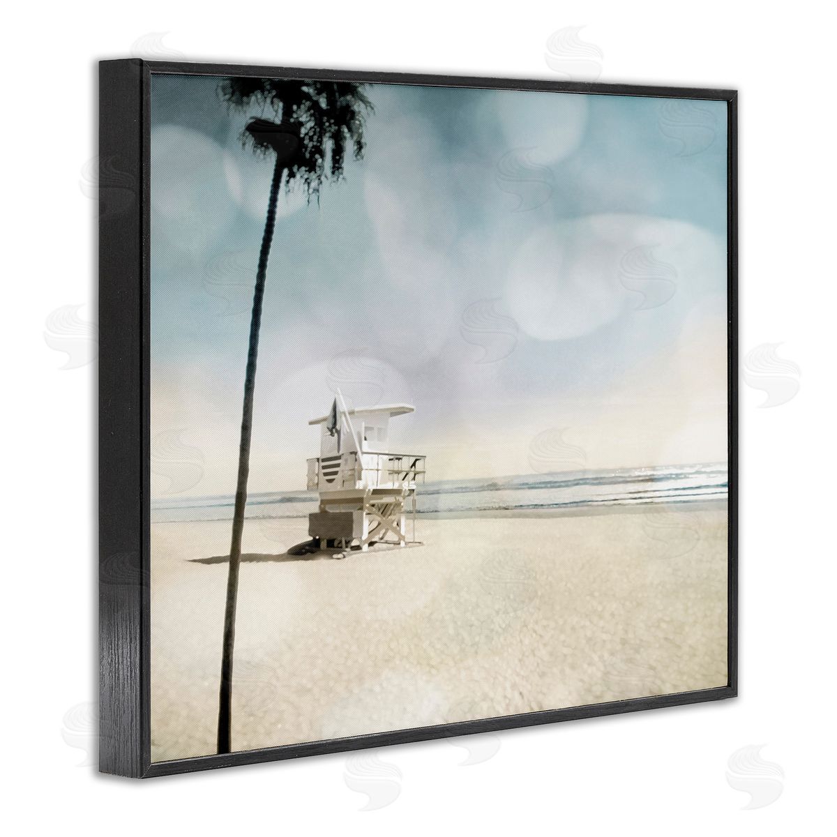 Devon Davis Empty Beach Coast Lifeguard Stand Black Framed Giclee Wall Art