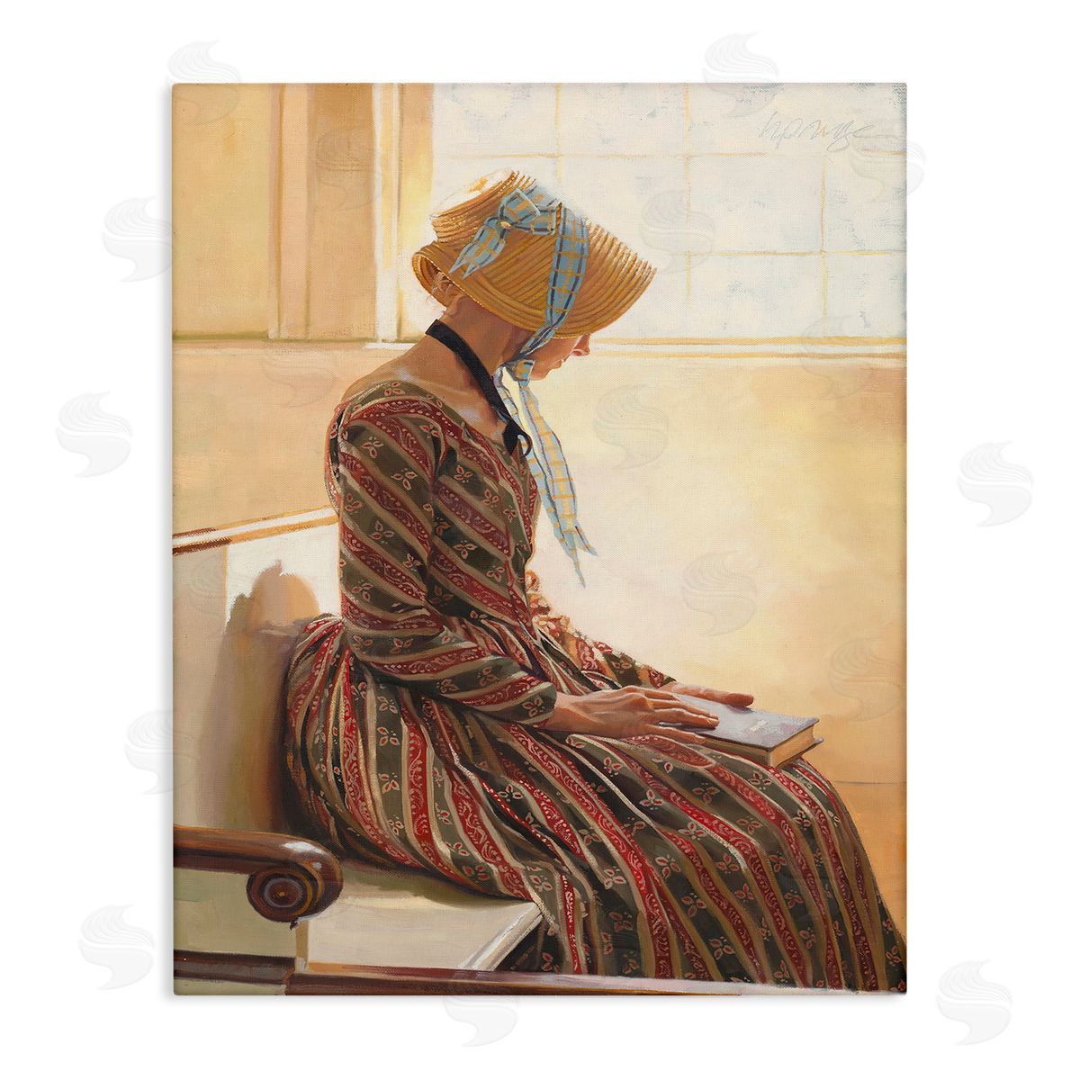 Heide Presse Female in Traditional Clothing with Book Canvas Wall Art