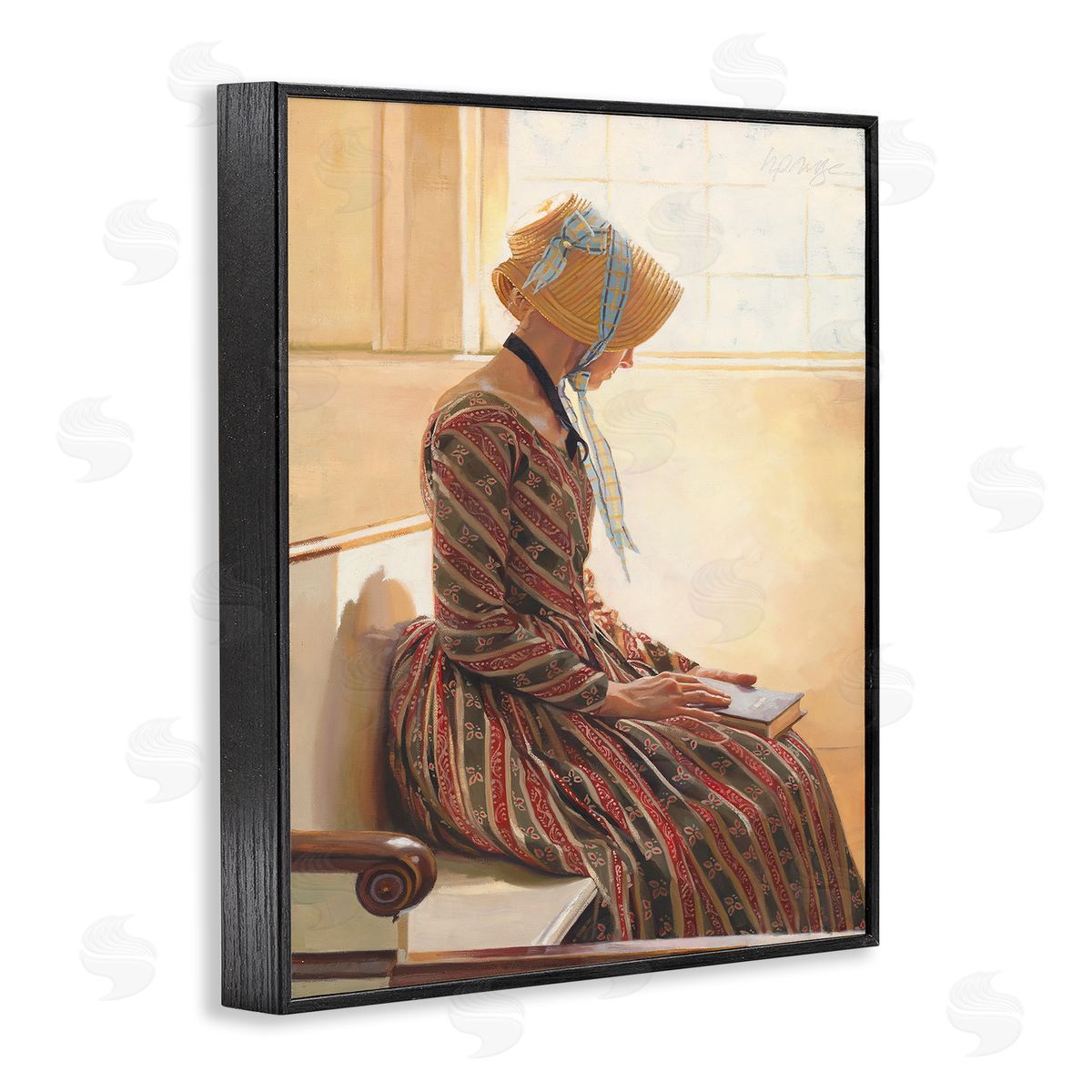 Heide Presse Female in Traditional Clothing with Book Black Framed Giclee Wall Art