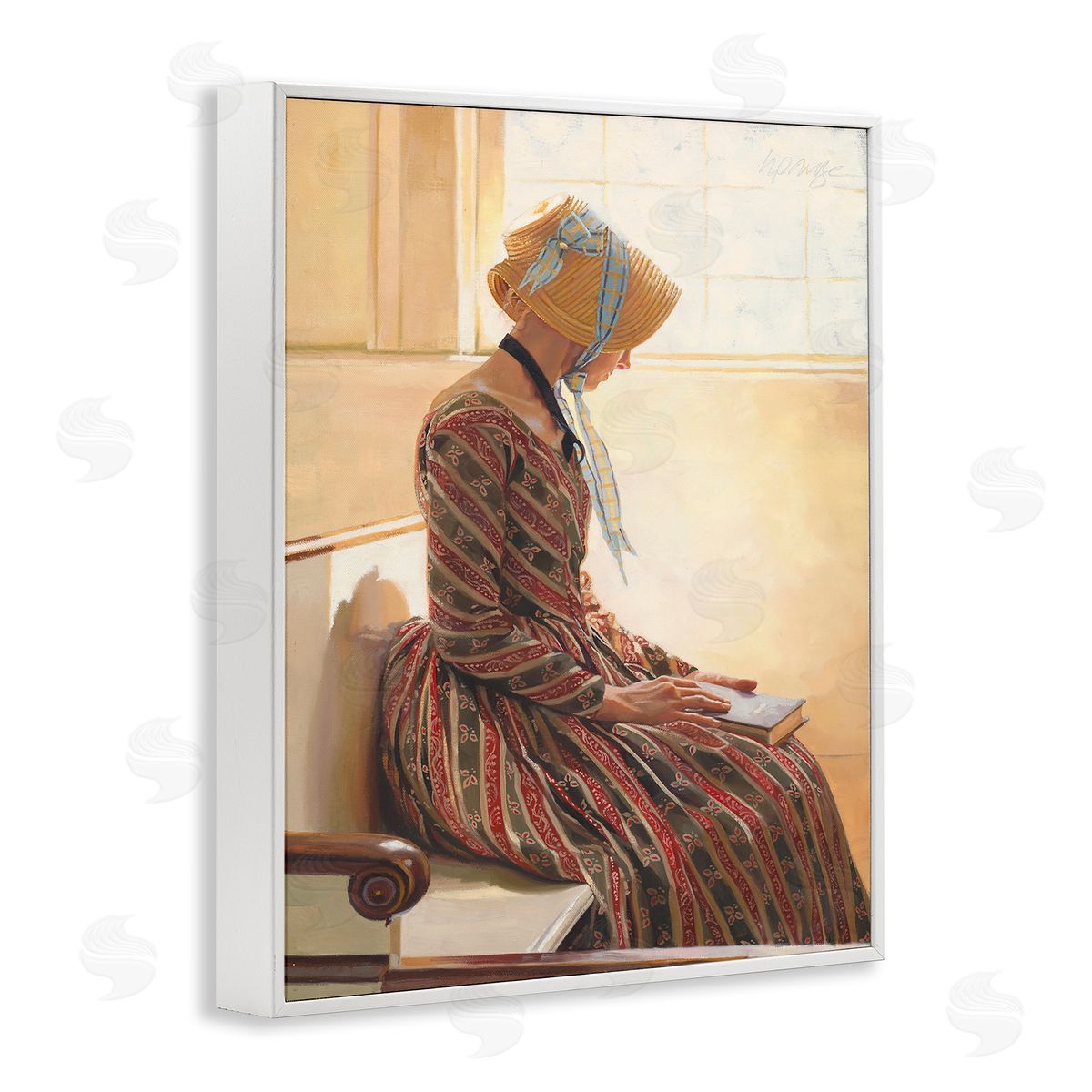 Heide Presse Female in Traditional Clothing with Book White Framed Giclee Wall Art