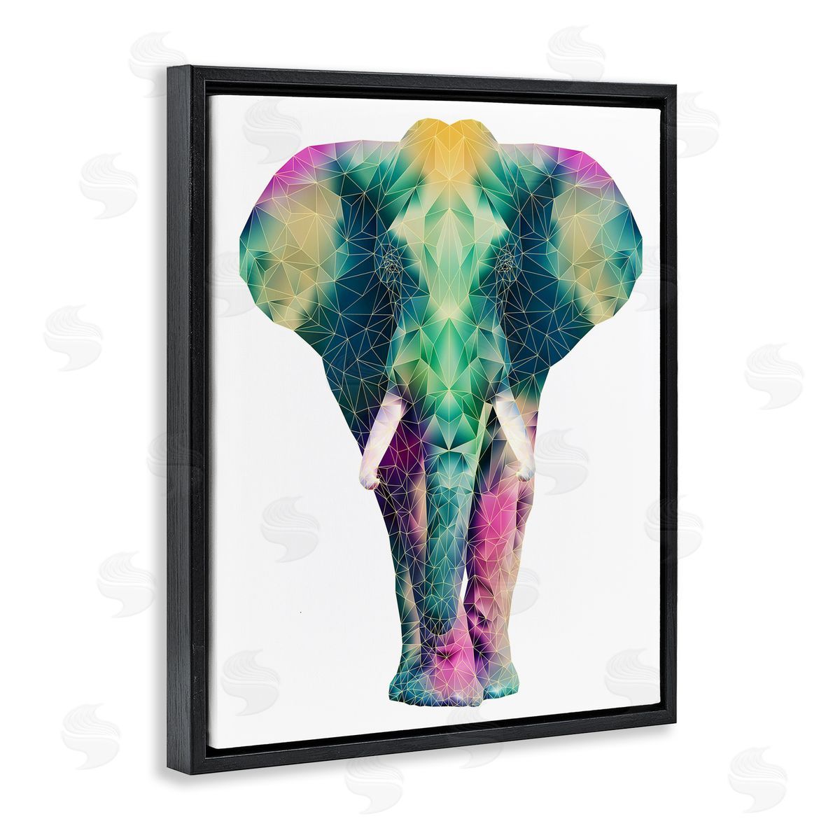 Elisaveta Stoilova Geometric Multi-Color Elephant Black Floater Frame Canvas Art