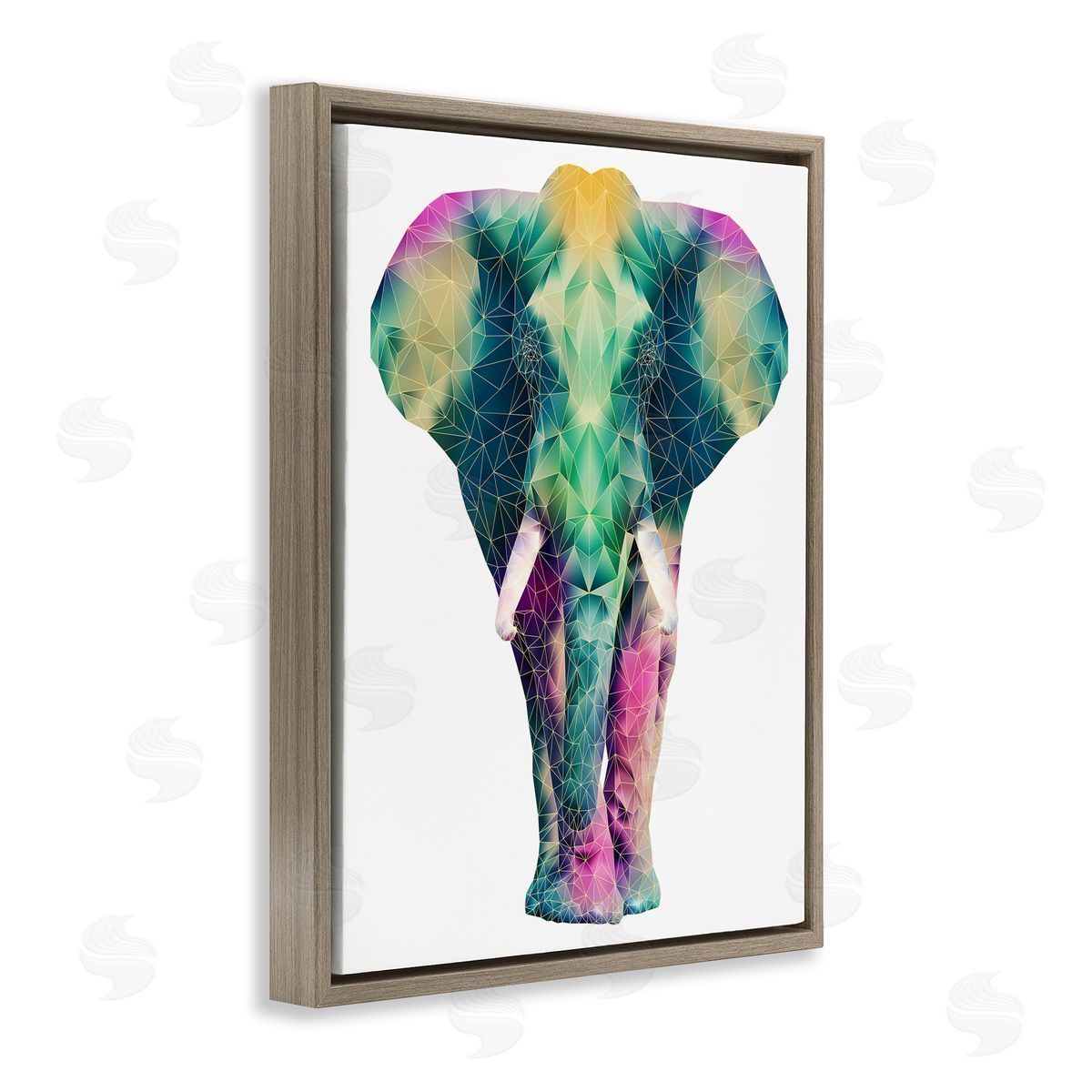 Elisaveta Stoilova Geometric Multi-Color Elephant Brown Floater Frame Canvas Art