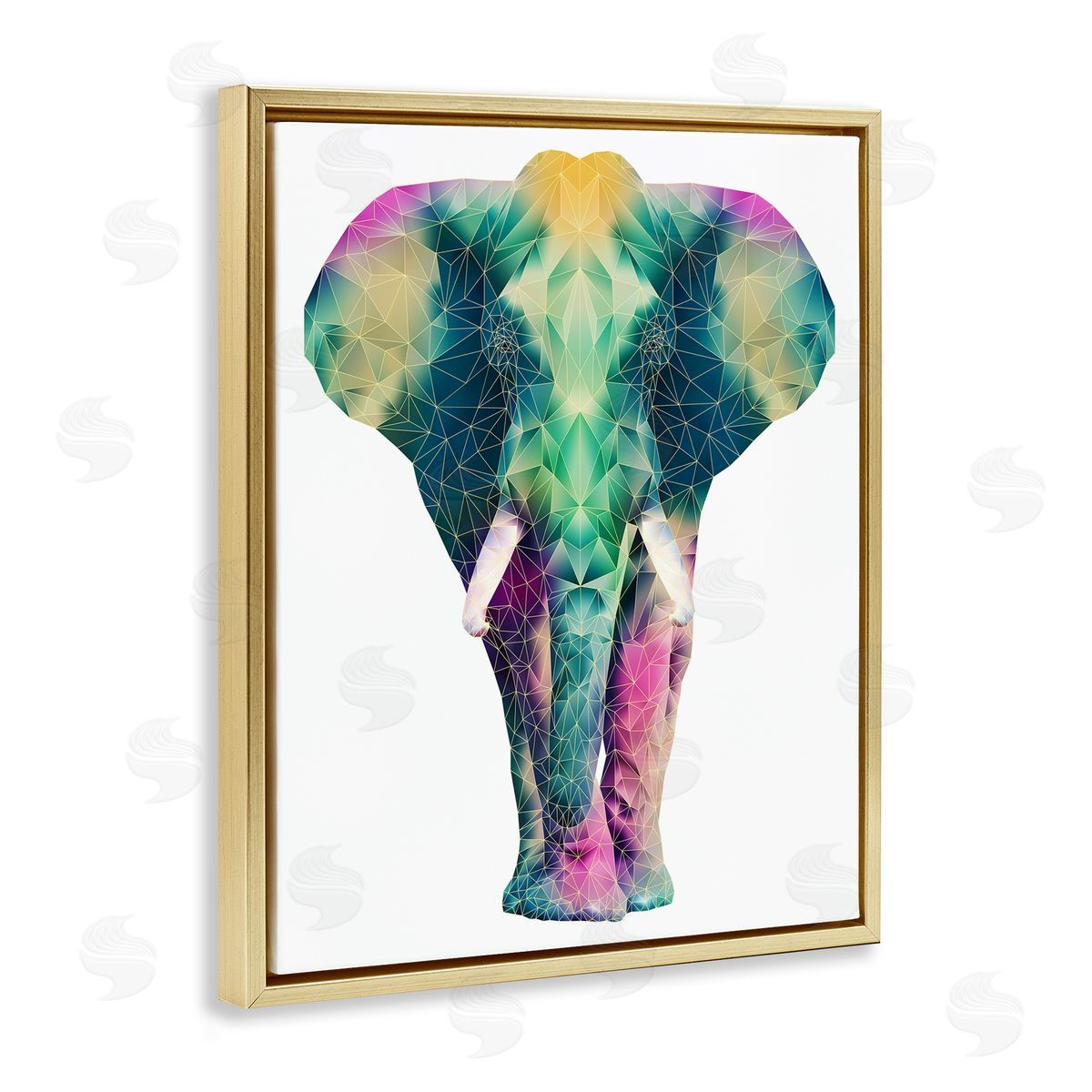Elisaveta Stoilova Geometric Multi-Color Elephant Gold Floater Frame Canvas Art
