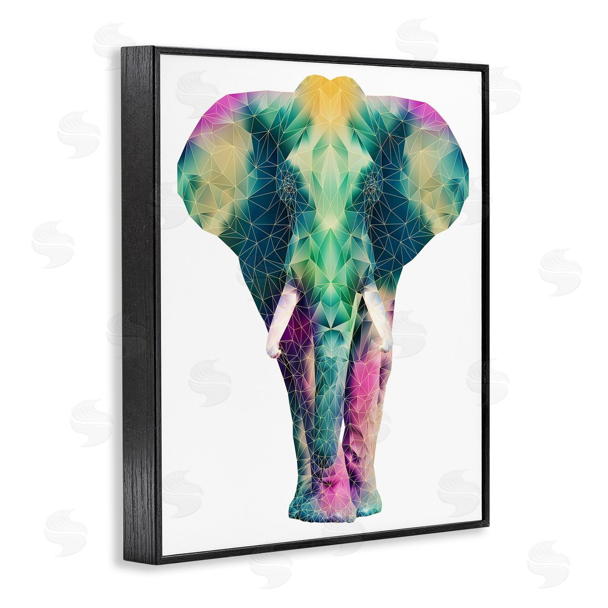 Elisaveta Stoilova Geometric Multi-Color Elephant Black Framed Giclee Wall Art