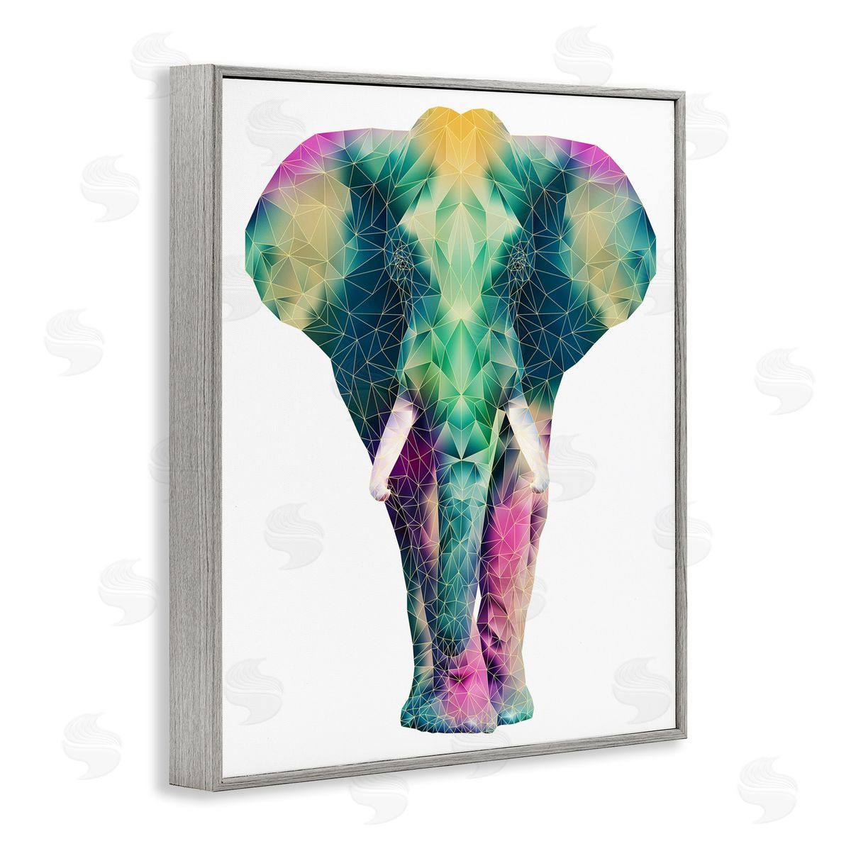 Elisaveta Stoilova Geometric Multi-Color Elephant Gray Framed Giclee Wall Art