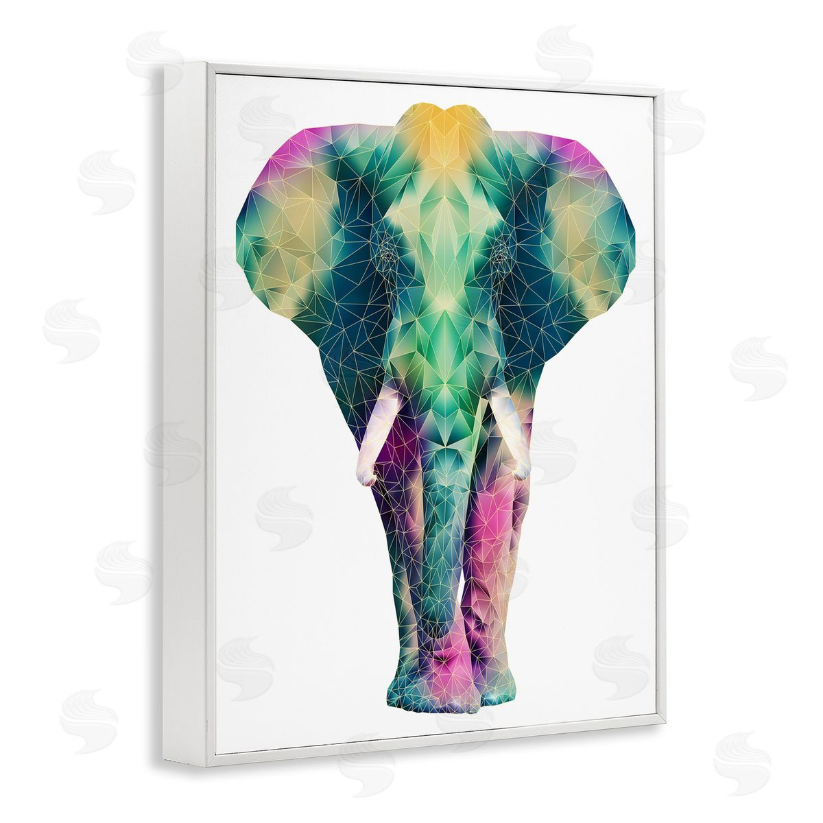 Elisaveta Stoilova Geometric Multi-Color Elephant White Framed Giclee Wall Art