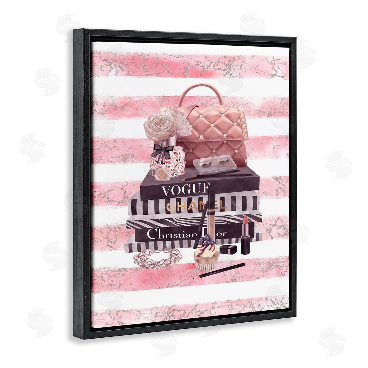 Ziwei Li Pink Quilted Purse Fashion Books Black Floater Frame Canvas Art