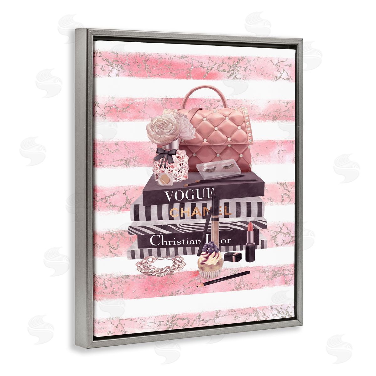 Ziwei Li Pink Quilted Purse Fashion Books Gray Floater Frame Canvas Art