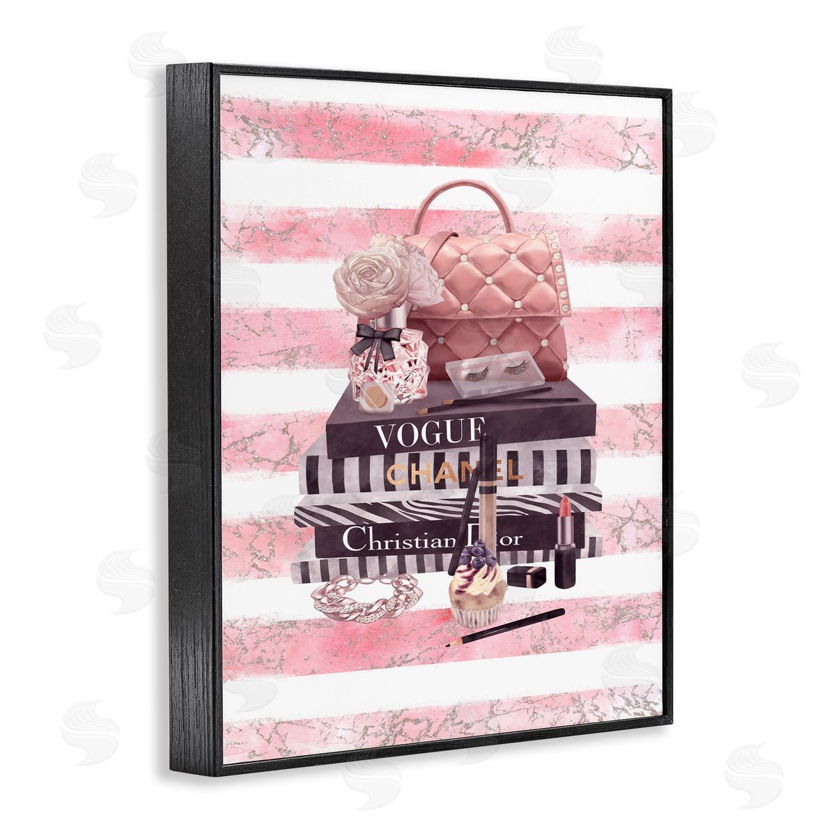 Ziwei Li Pink Quilted Purse Fashion Books Black Framed Giclee Wall Art