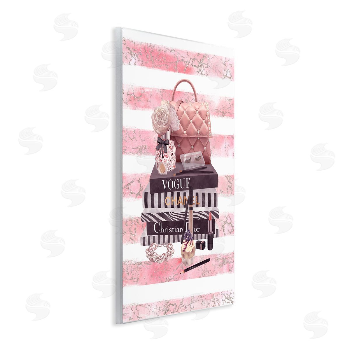 Ziwei Li Pink Quilted Purse Fashion Books Wall Plaque Art