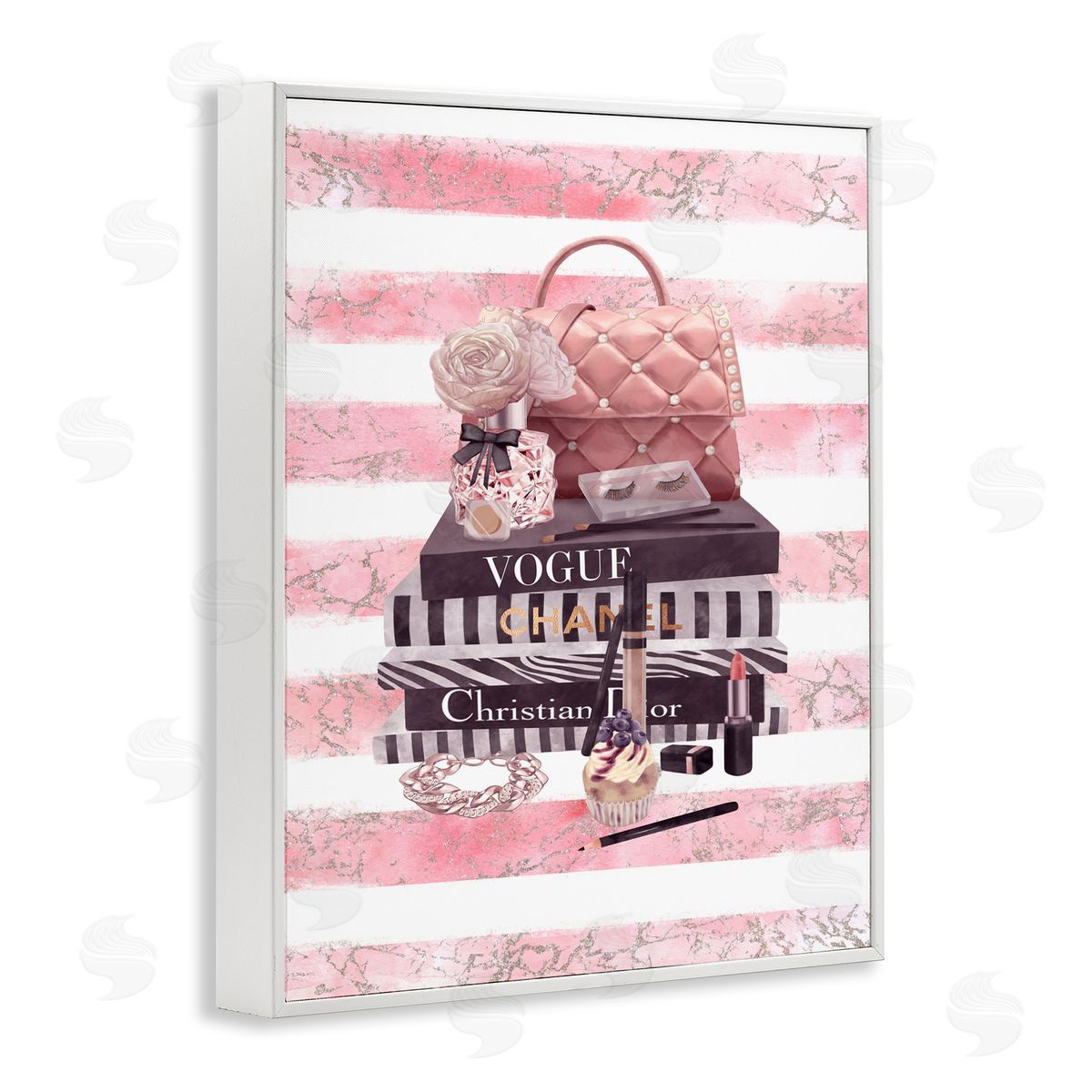 Ziwei Li Pink Quilted Purse Fashion Books White Framed Giclee Wall Art
