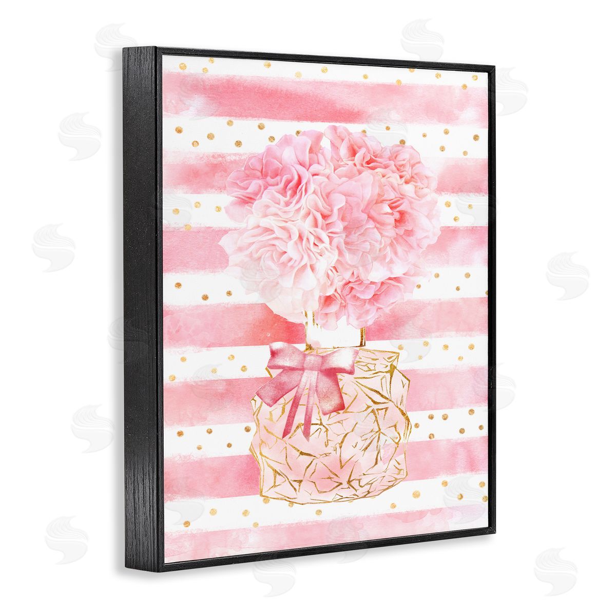 Ziwei Li Striped Pink Floral Fashion Bouquet Black Framed Giclee Wall Art