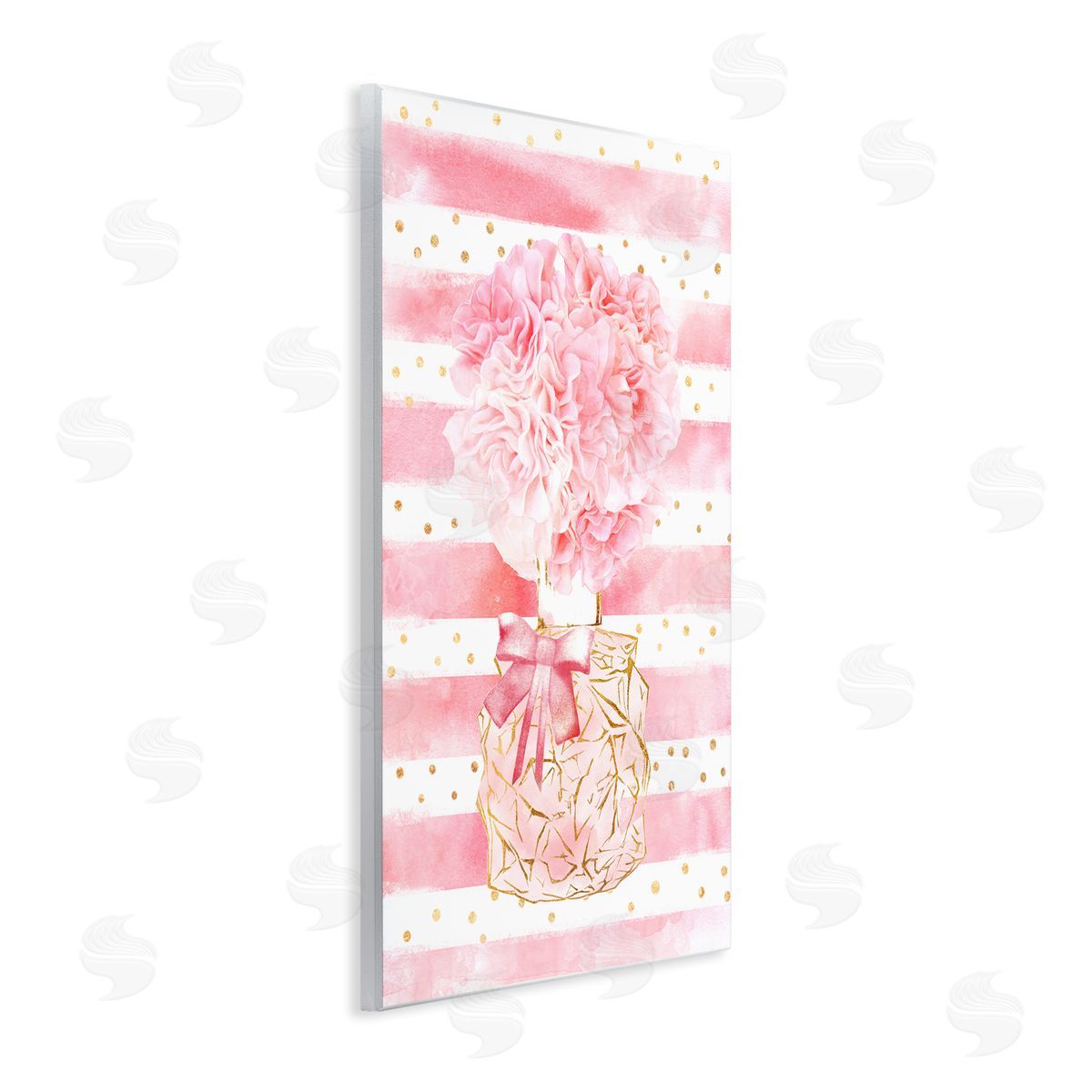 Ziwei Li Striped Pink Floral Fashion Bouquet Wall Plaque Art