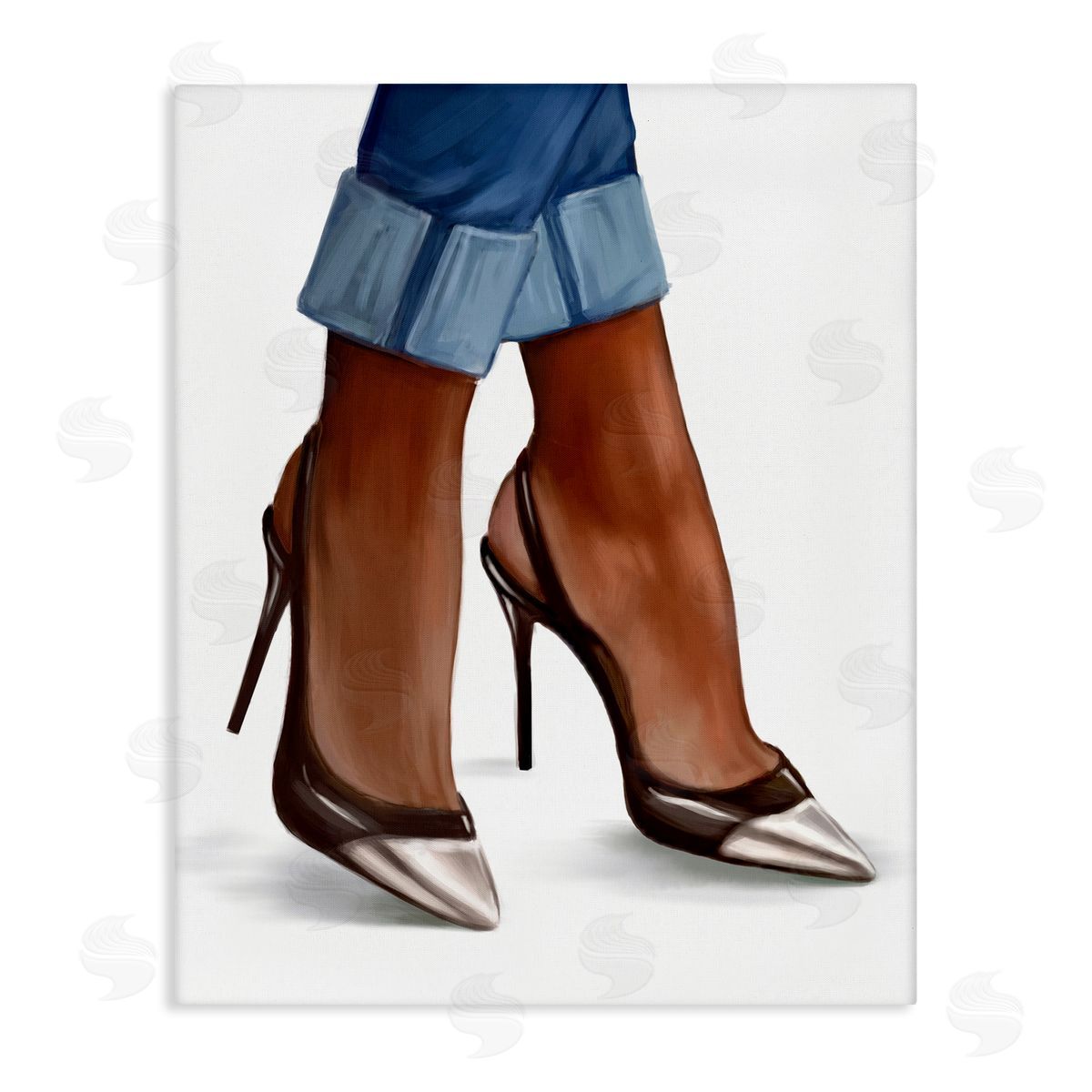 Ziwei Li Glam Toe Heels Cuffed Denim Canvas Wall Art