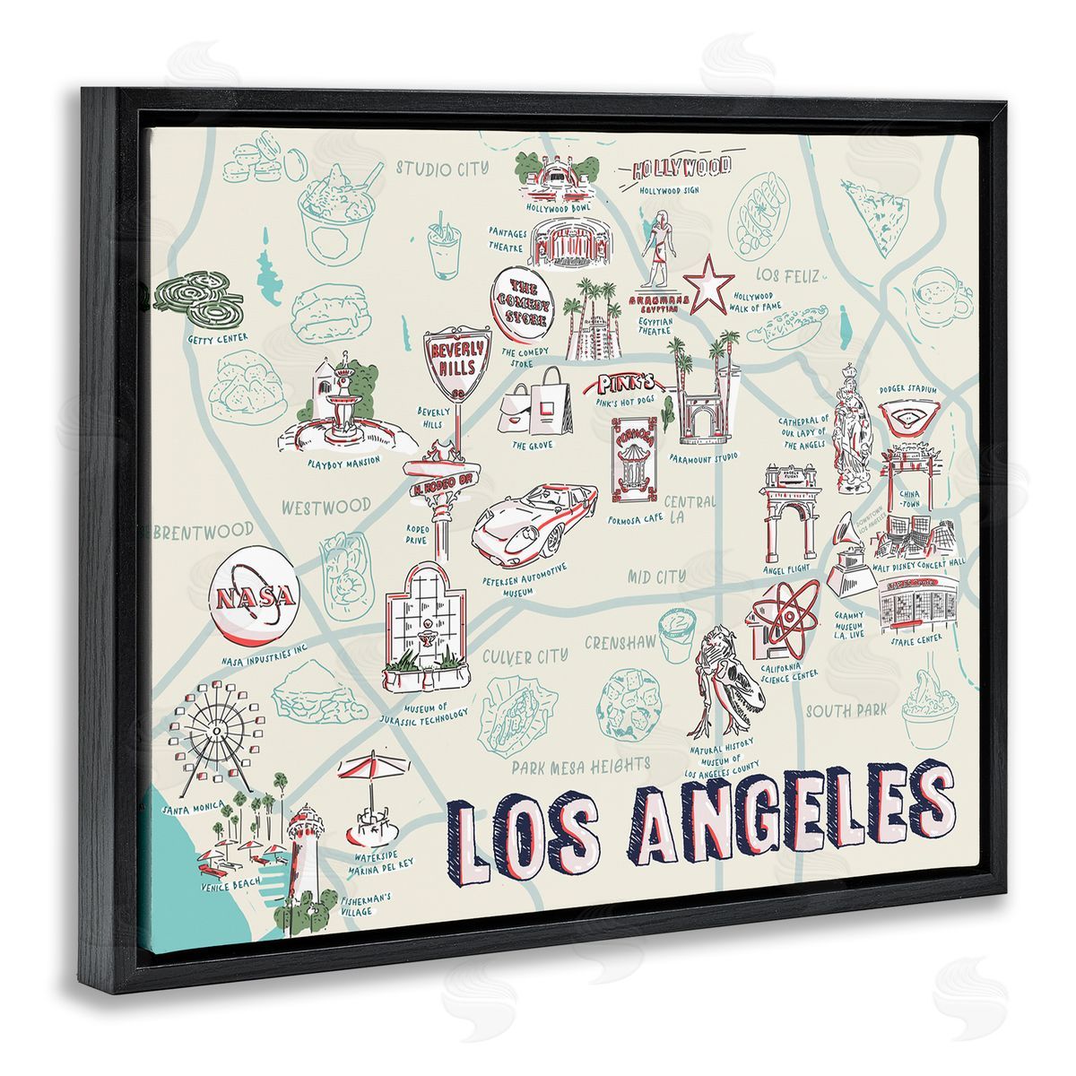 Ziwei Li Los Angeles California Famous Destinations Black Floater Frame Canvas Art