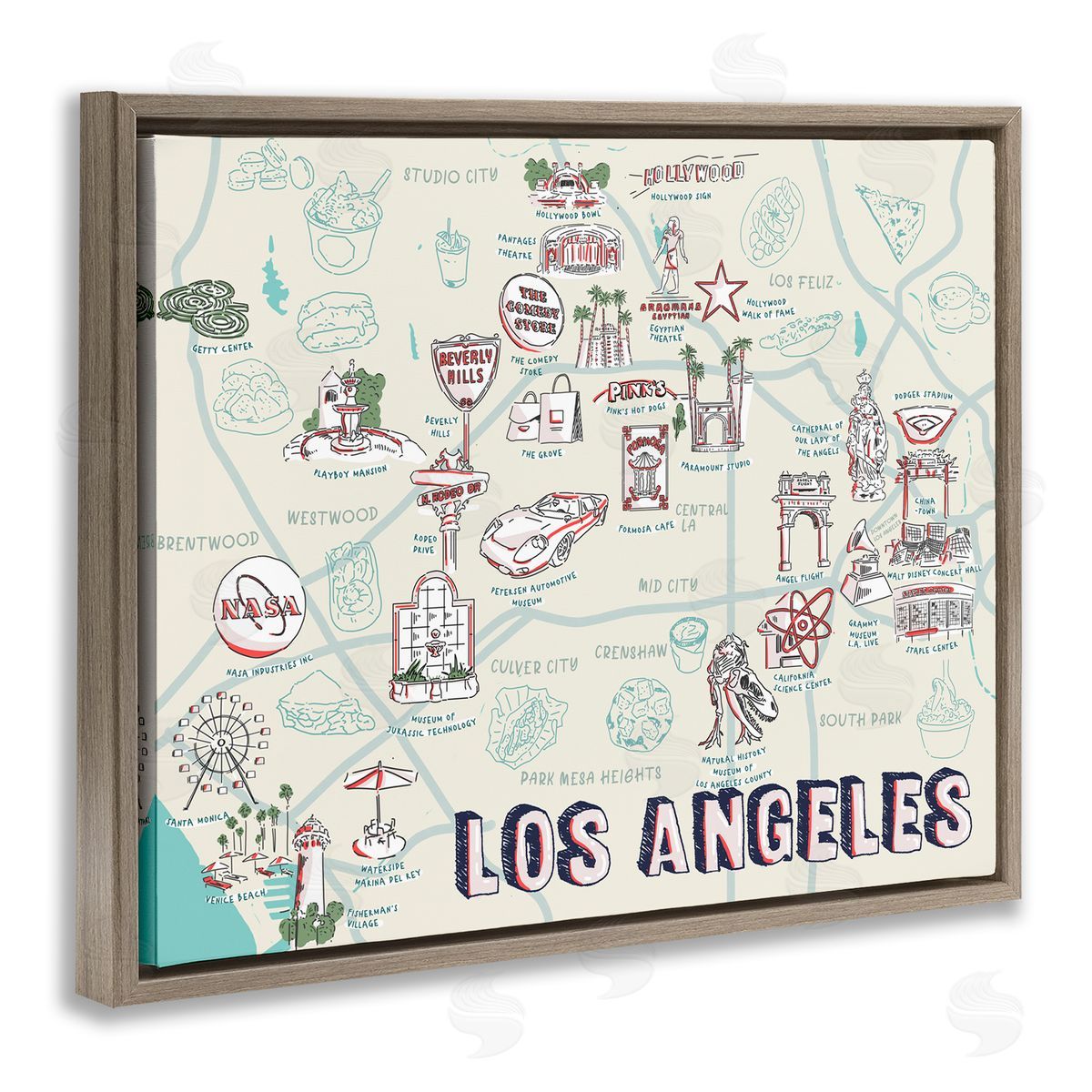 Ziwei Li Los Angeles California Famous Destinations Brown Floater Frame Canvas Art