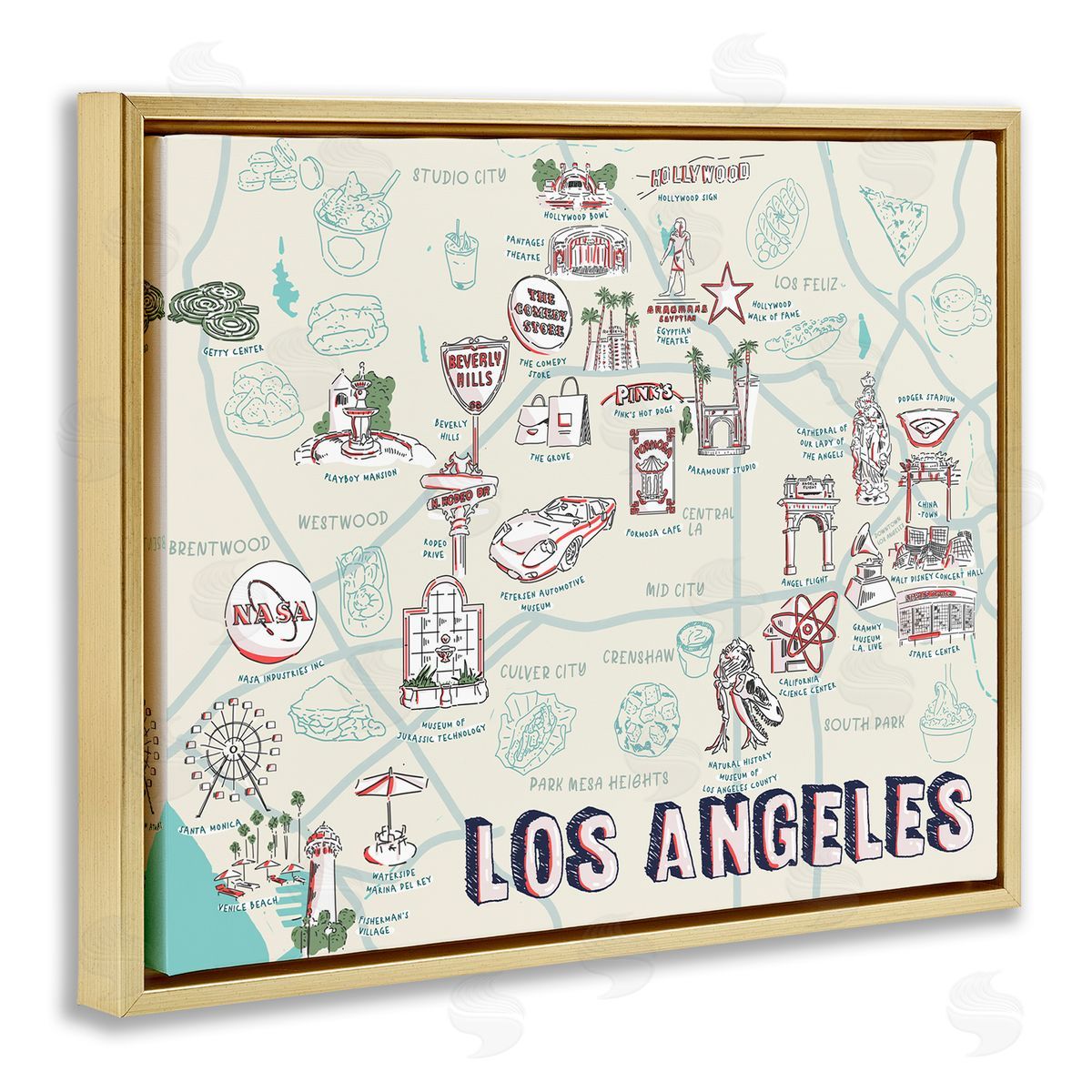 Ziwei Li Los Angeles California Famous Destinations Gold Floater Frame Canvas Art