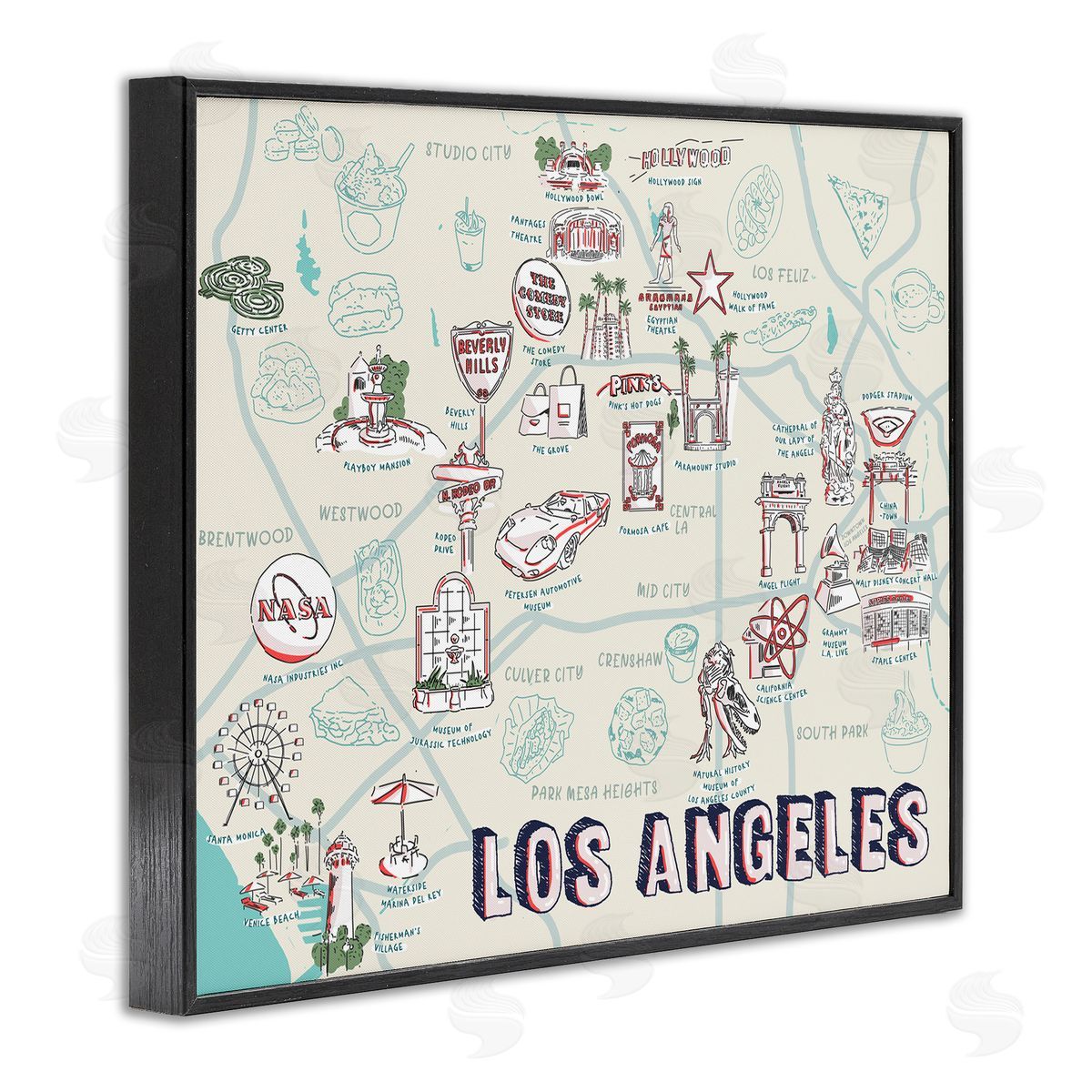 Ziwei Li Los Angeles California Famous Destinations Black Framed Giclee Wall Art