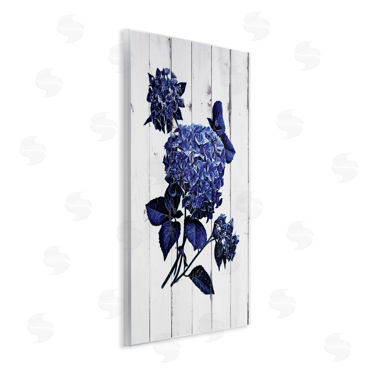 JG Studios Blue Hydrangea Distressed Wood Pattern  Wall Plaque Art