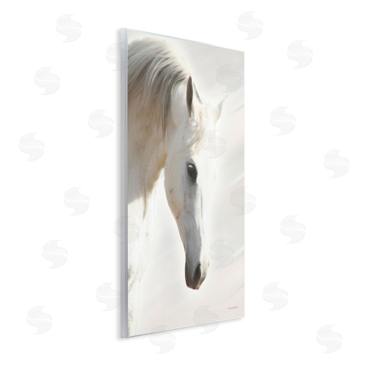 Kari Brooks White Stallion Portrait Southwestern Horse Wall Plaque Art