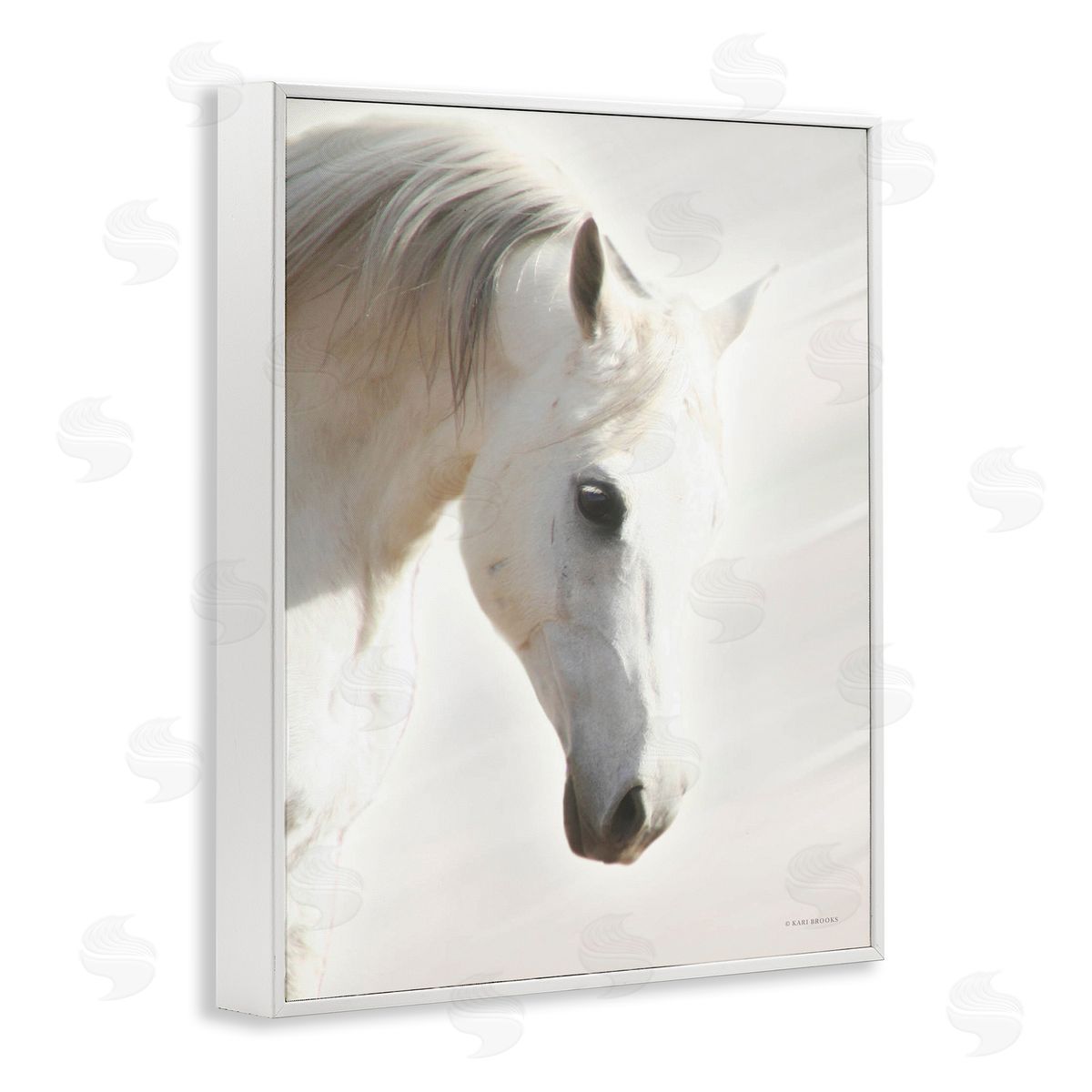 Kari Brooks White Stallion Portrait Southwestern Horse White Framed Giclee Wall Art