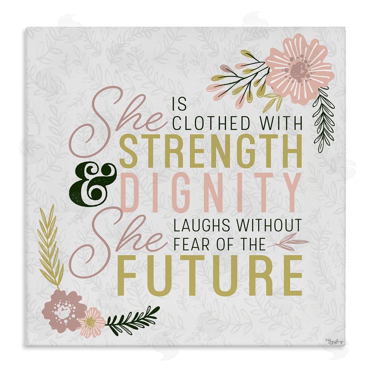 Gigi Louise She's Clothed with Strength Florals Canvas Wall Art