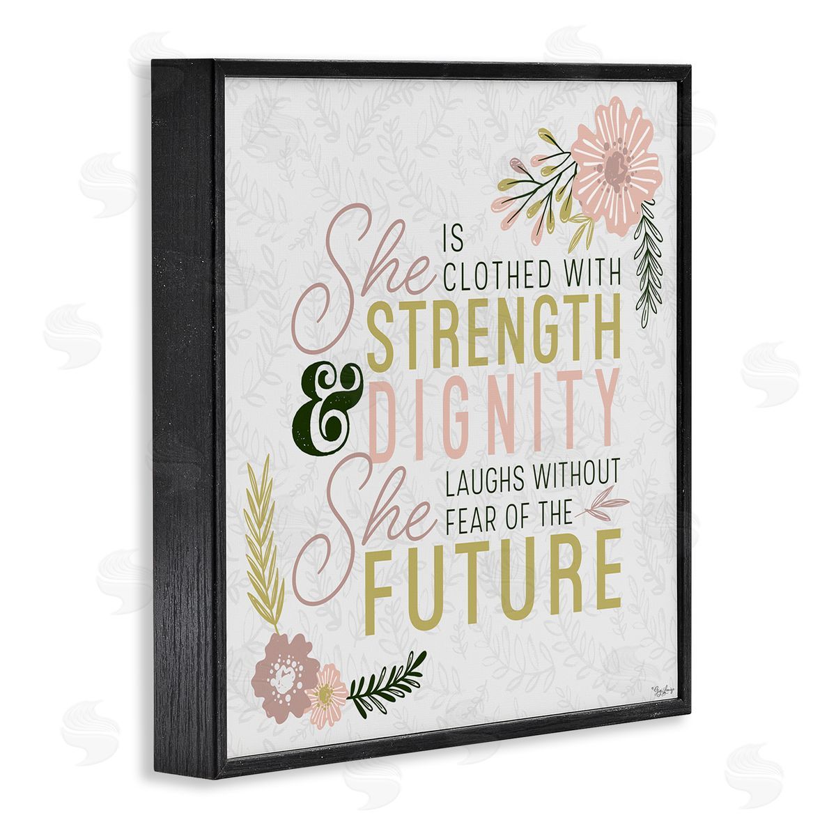 Gigi Louise She's Clothed with Strength Florals Black Framed Giclee Wall Art