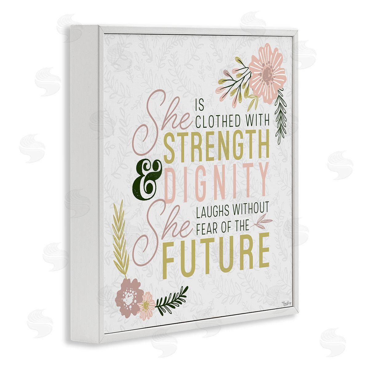 Gigi Louise She's Clothed with Strength Florals White Framed Giclee Wall Art