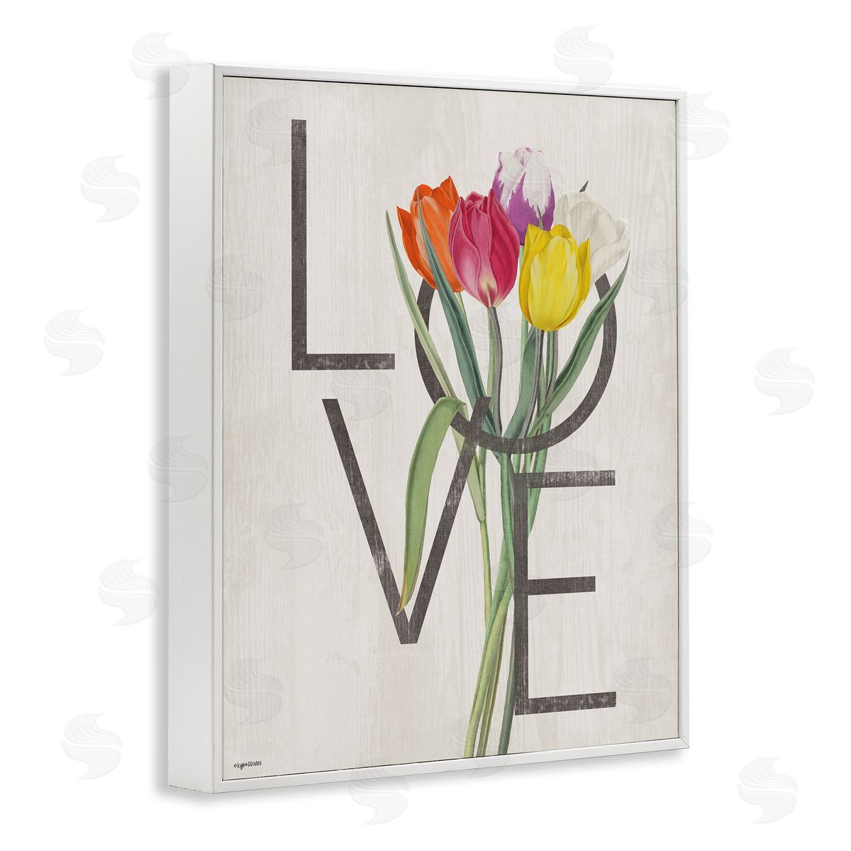 Lady Louise Designs Rustic Love Colorful Farm Tulips White Framed Giclee Wall Art