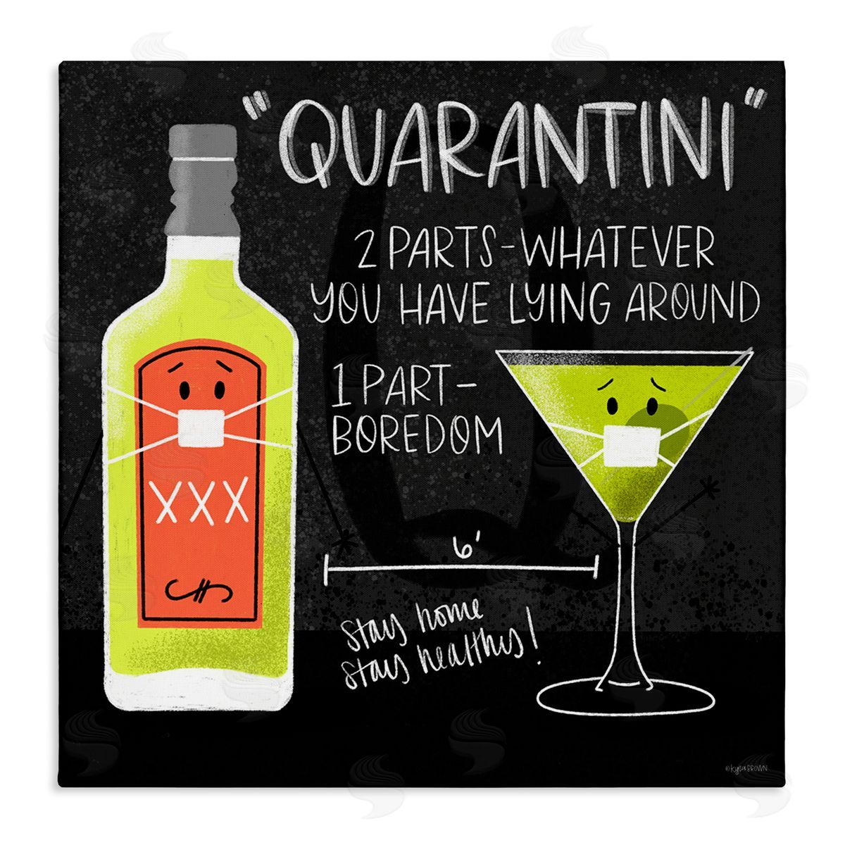 Lady Louise Designs Quarantini Recipe Covid Cocktail Canvas Wall Art