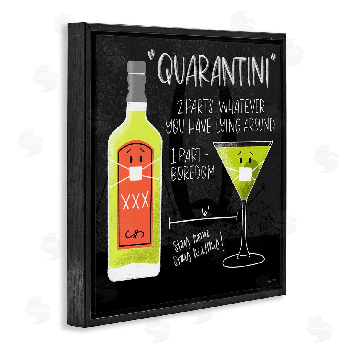 Lady Louise Designs Quarantini Recipe Covid Cocktail Black Floater Frame Canvas Art