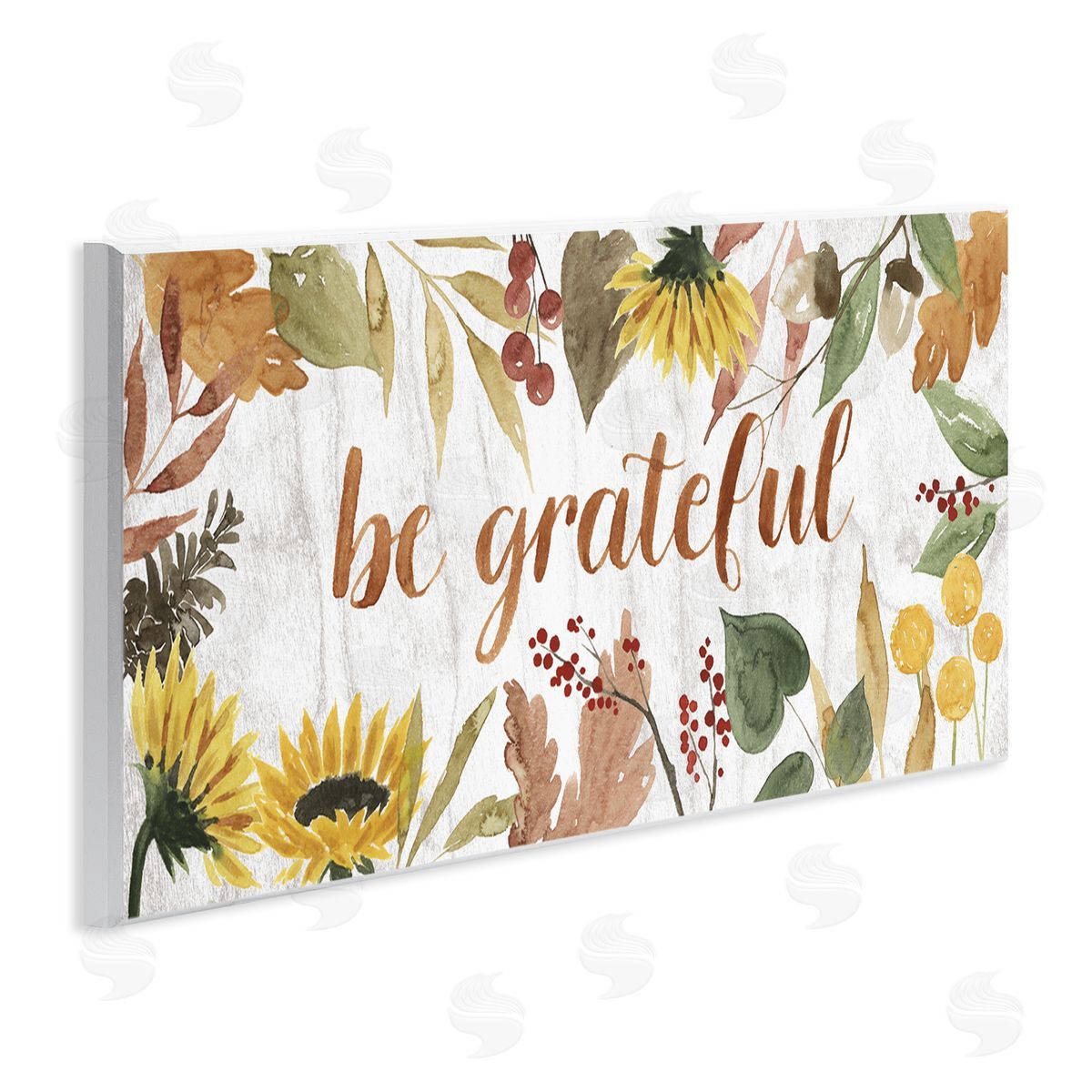 Grace Popp Be Grateful Autumn Sunflower Border Wall Plaque Art